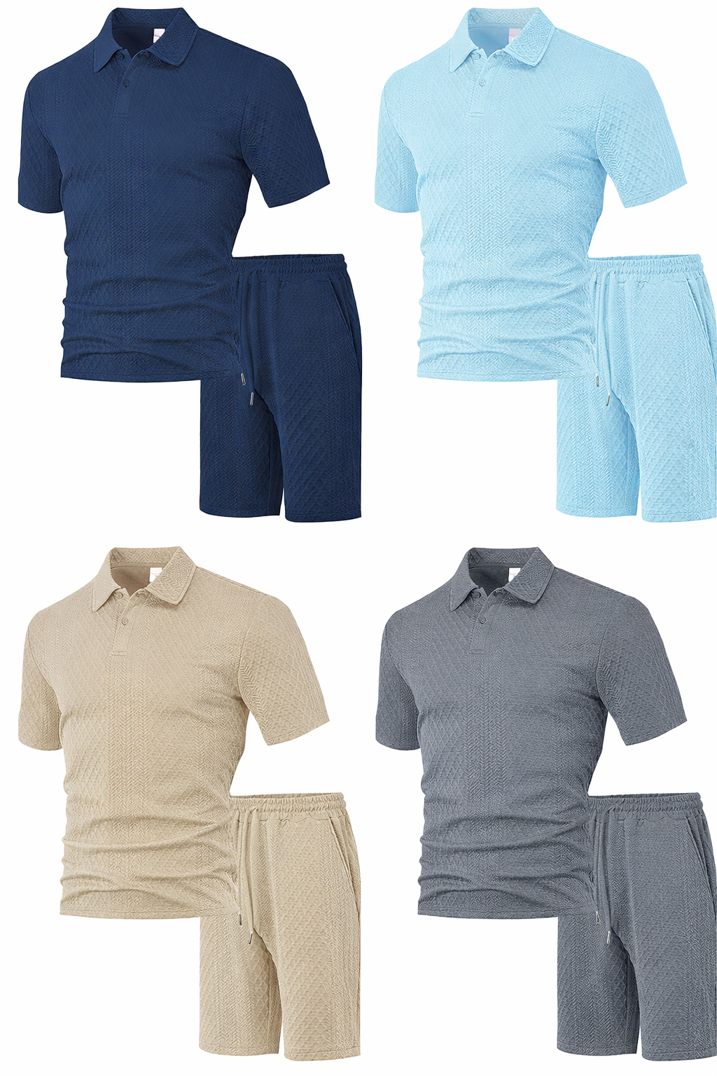 Alex - Conjunto Polo Texturizado con Shorts para Hombre – Set Casual de Verano