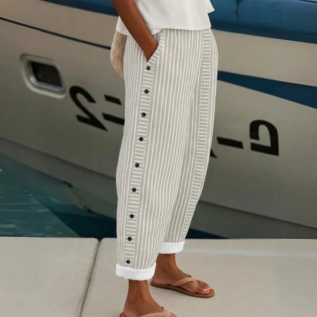 Carolina | Pantalones elegantes de rayas con botones