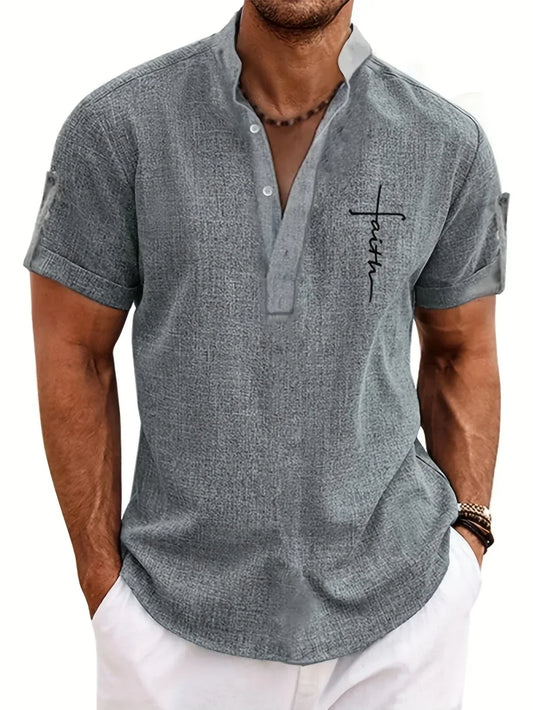 Leo™ | Elegante camisa de manga corta con cuello alto