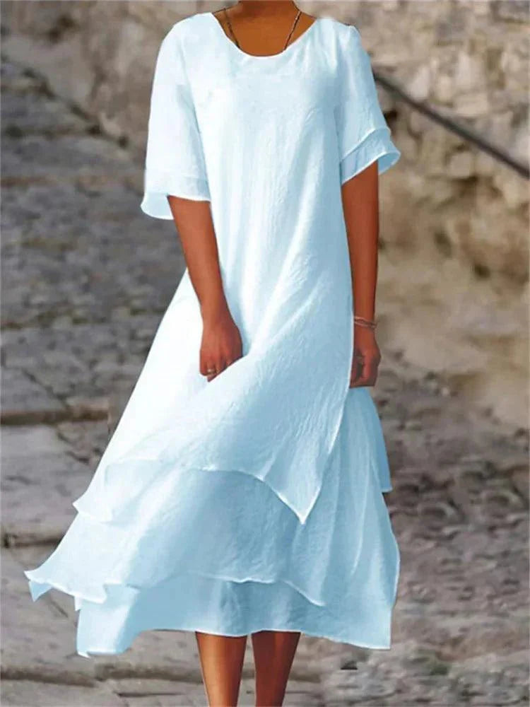 Jasmine – Vestido Midi Fluido con Capas