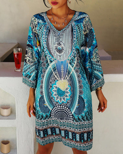 Maya – Vestido Boho Estampado de Verano
