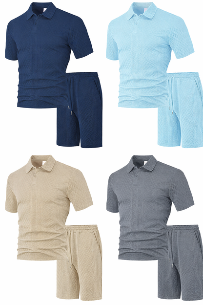 Alex - Conjunto Polo Texturizado con Shorts para Hombre – Set Casual de Verano