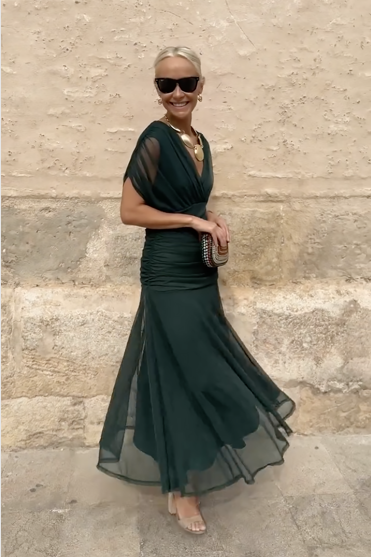 Louise | Elegante vestido largo de fiesta con escote en V