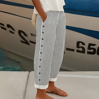 Carolina | Pantalones elegantes de rayas con botones