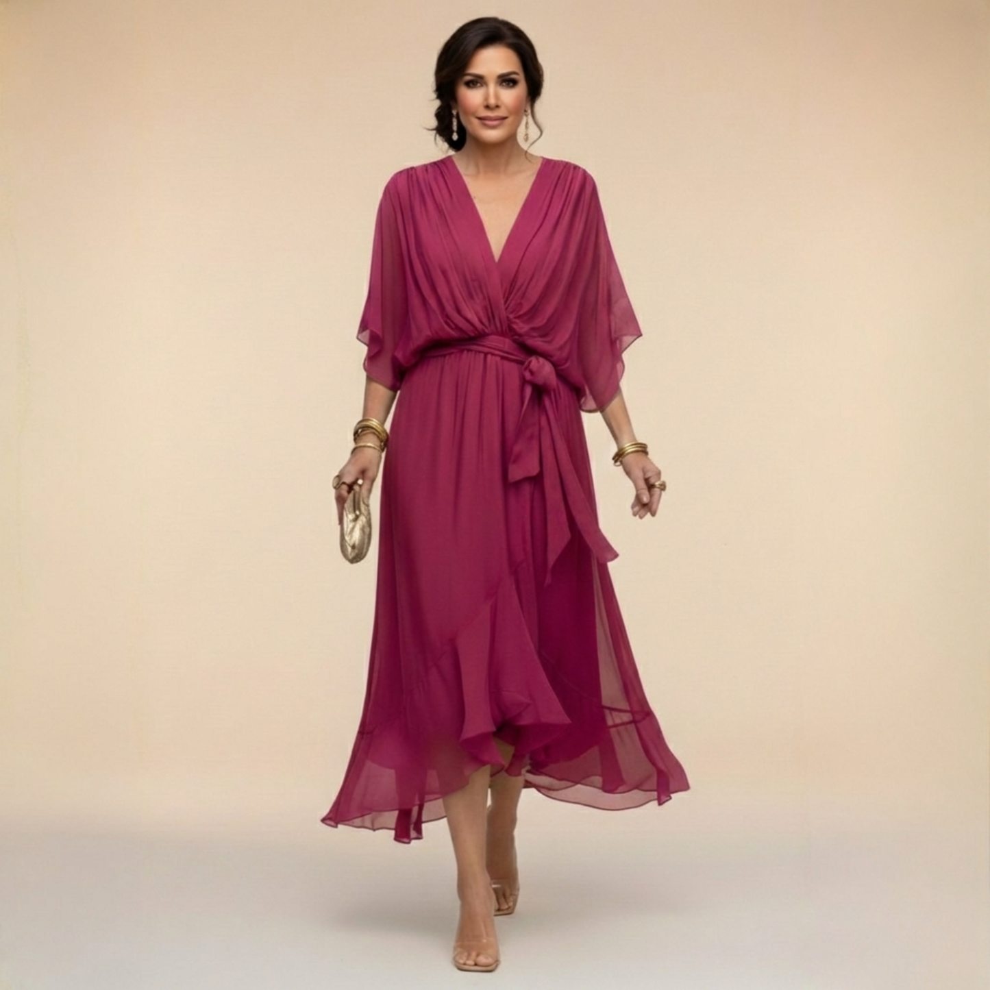 SONIA™ | VESTIDO DE CHIFFON CON ESCOTE EN V