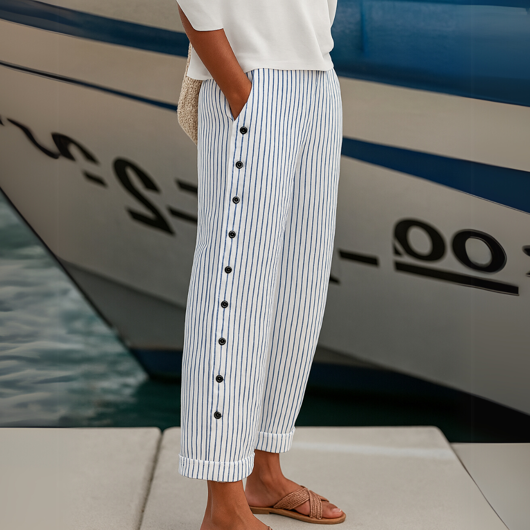 Carolina | Pantalones elegantes de rayas con botones