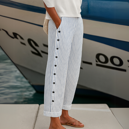 Carolina | Pantalones elegantes de rayas con botones