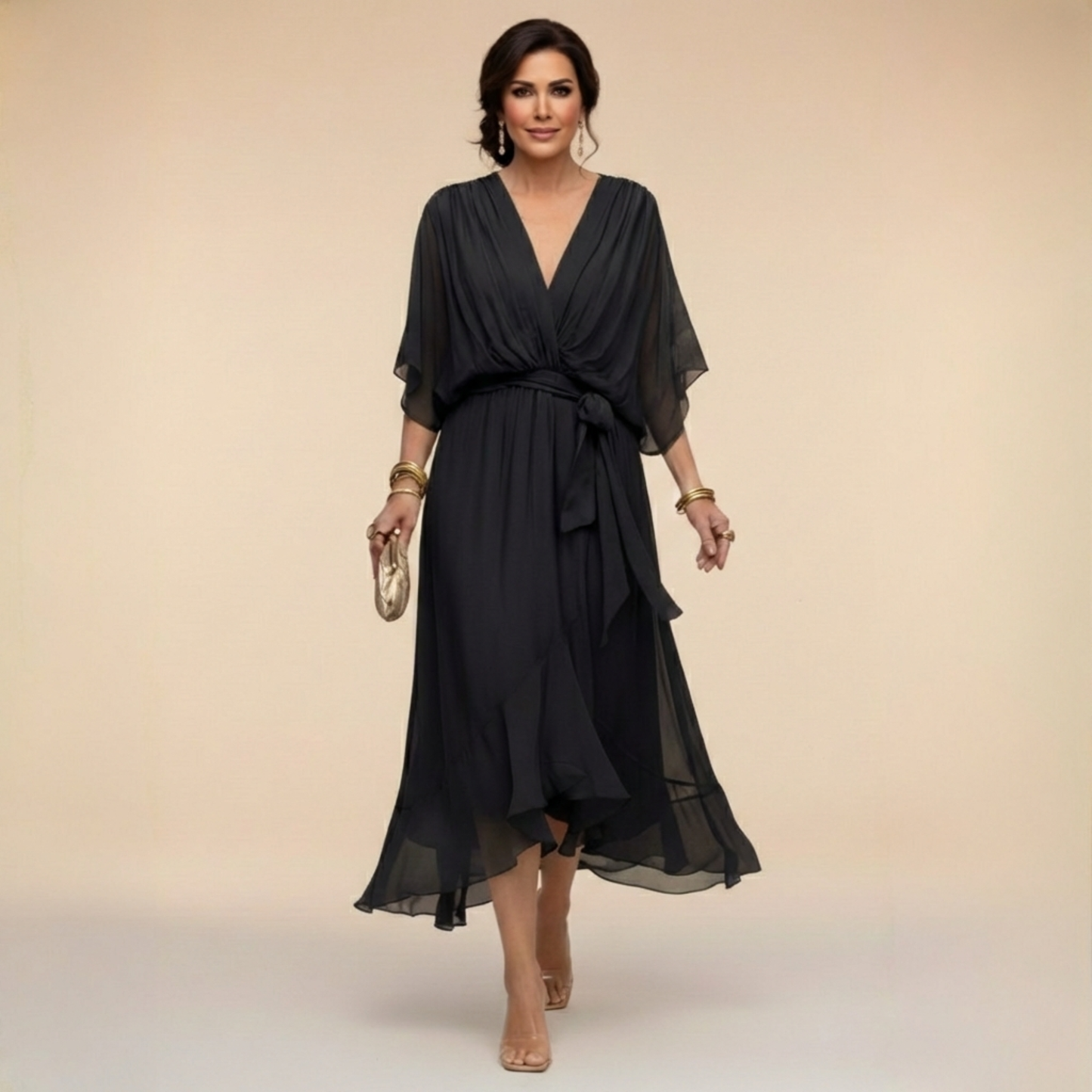 SONIA™ | VESTIDO DE CHIFFON CON ESCOTE EN V