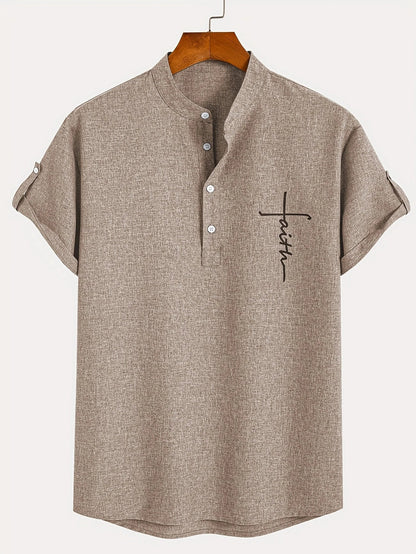 Leo™ | Elegante camisa de manga corta con cuello alto