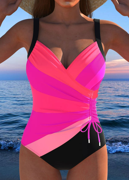 Mercedes™ | Traje de baño de lujo con escote espalda deportiva y estampado multicolor