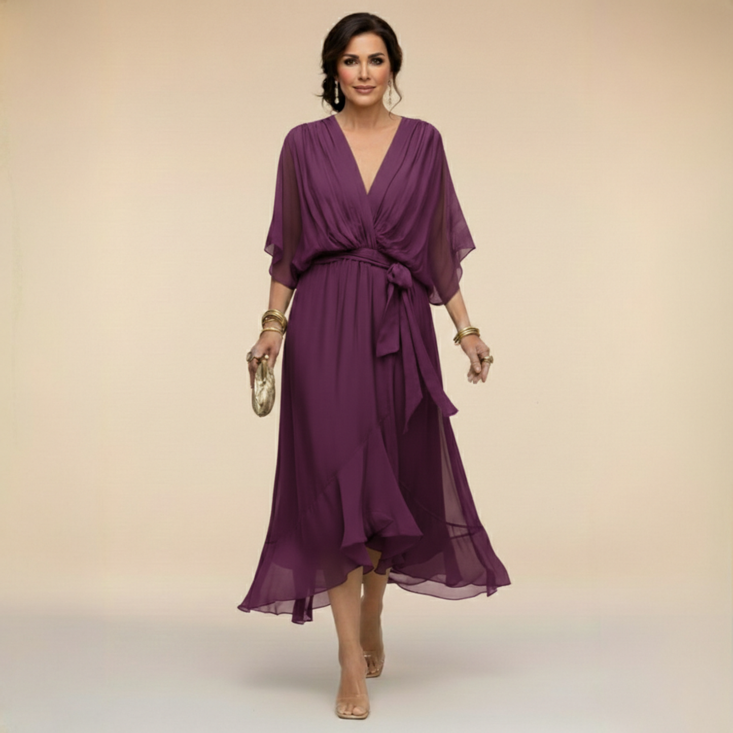 SONIA™ | VESTIDO DE CHIFFON CON ESCOTE EN V