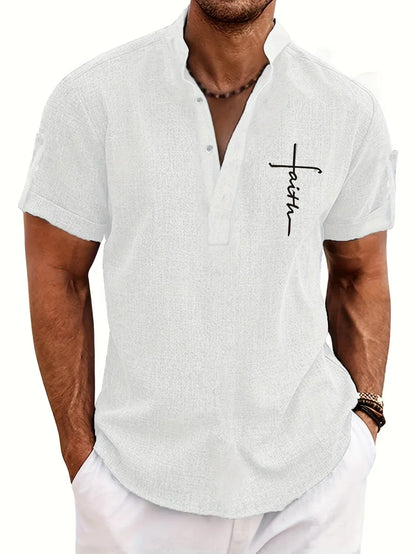 Leo™ | Elegante camisa de manga corta con cuello alto
