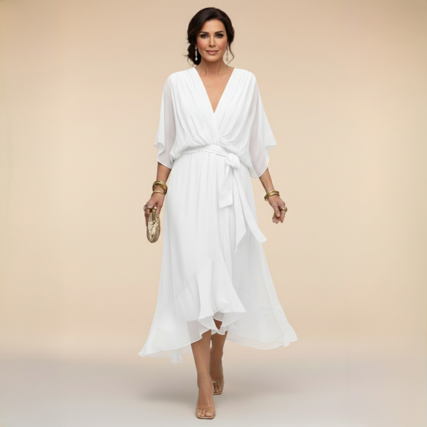 SONIA™ | VESTIDO DE CHIFFON CON ESCOTE EN V