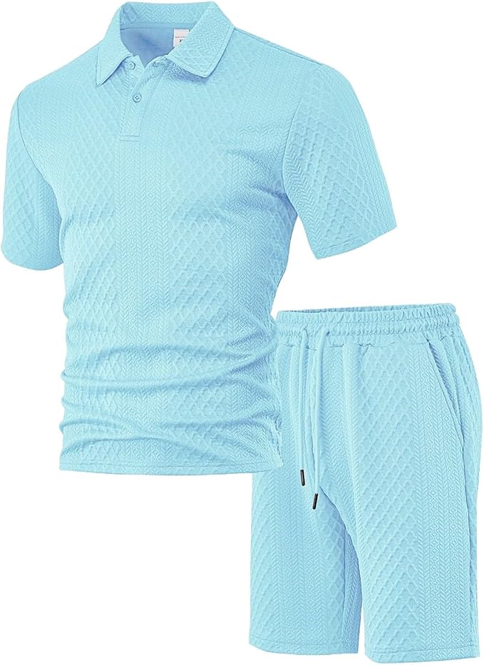 Conjunto Polo Texturizado con Shorts para Hombre – Set Casual de Verano