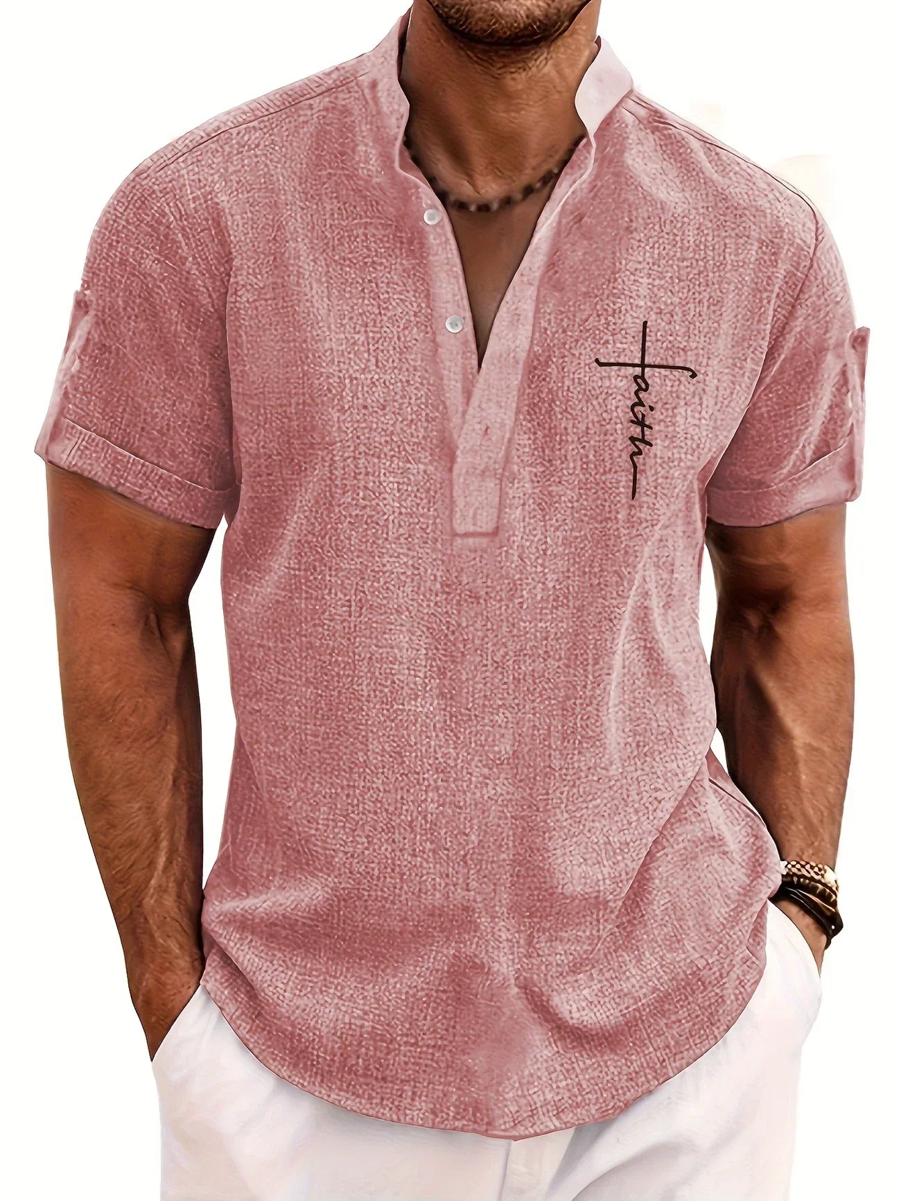 Leo™ | Elegante camisa de manga corta con cuello alto