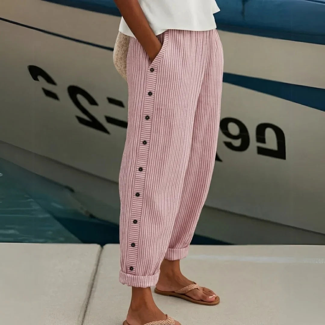 Carolina | Pantalones elegantes de rayas con botones