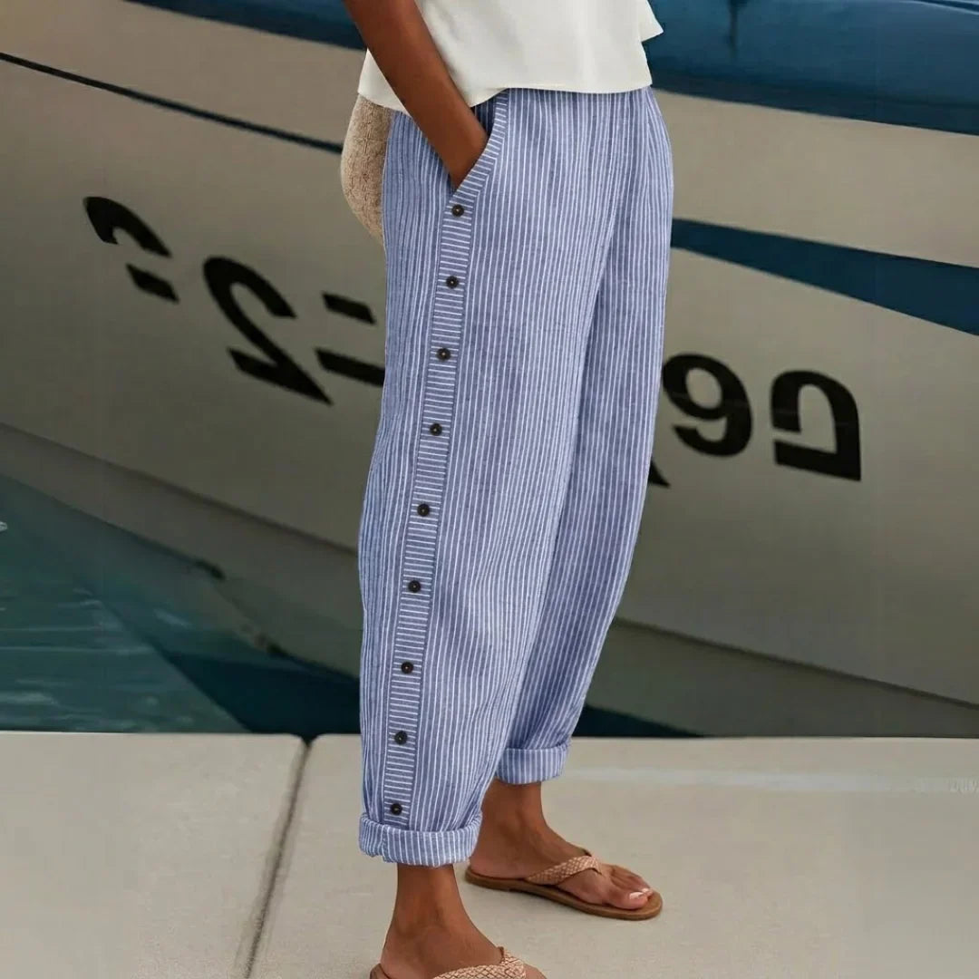 Carolina | Pantalones elegantes de rayas con botones