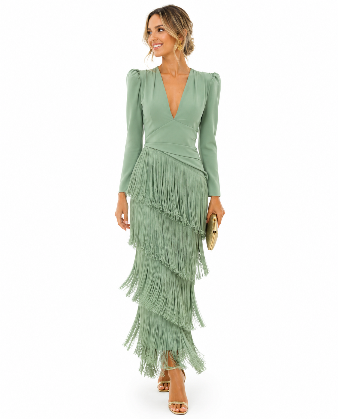 Clara™ · Vestido elegante con mangas de flecos