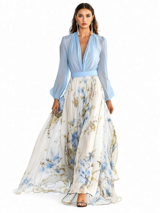 Andrea™ - Vestido largo con estampado floral deslumbrante