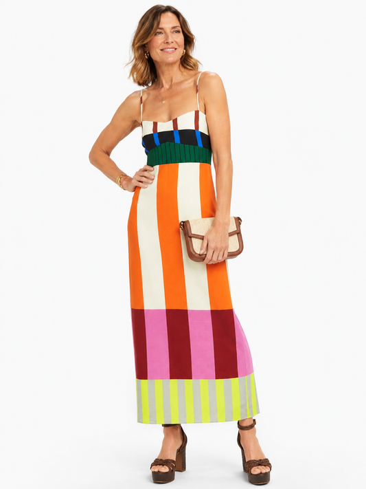 Paloma – Vestido Maxi Colorido de Rayas