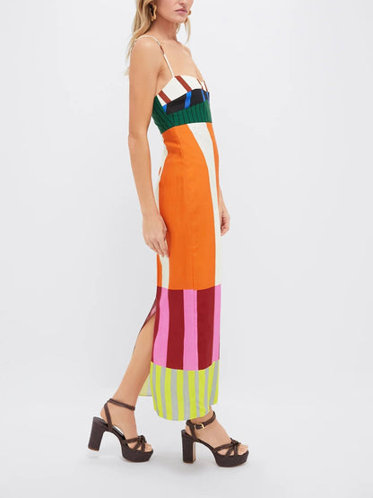 Paloma – Vestido Maxi Colorido de Rayas