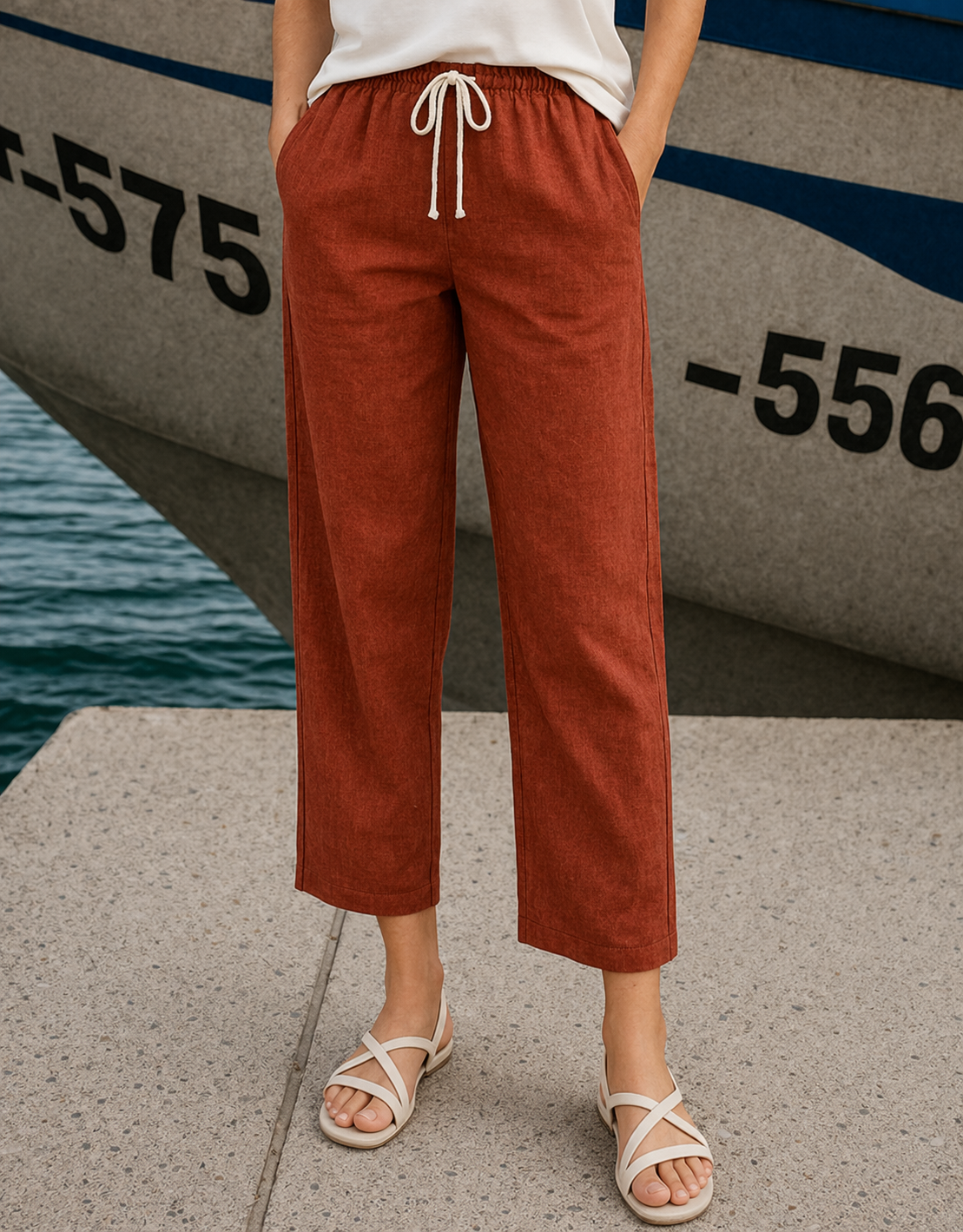 Natalia | Pantalones largos de mujer con cintura elástica