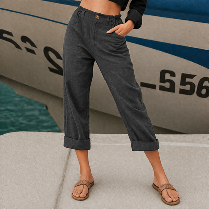 María - Pantalones de algodón y lino