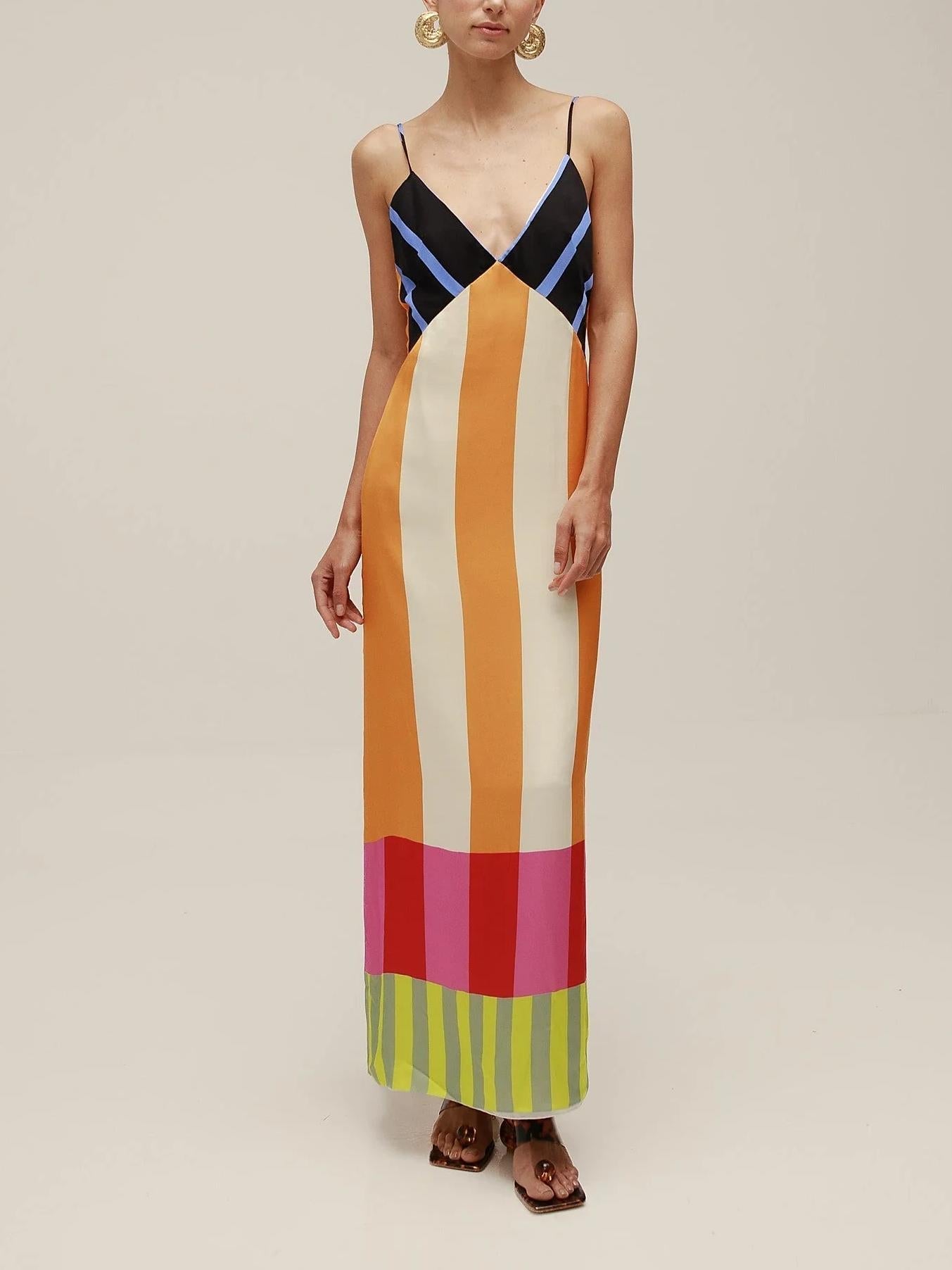 Paloma – Vestido Maxi Colorido de Rayas