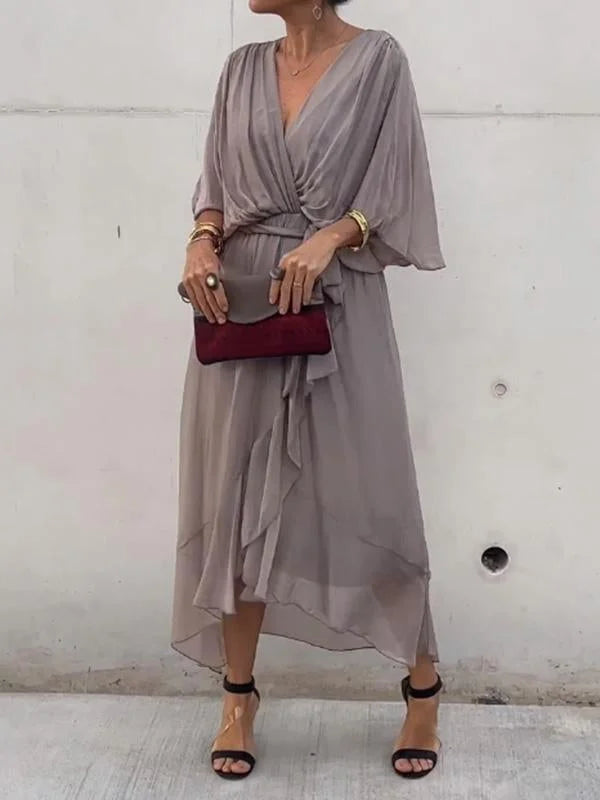 Eliana – Vestido Elegante de Chiffon con Escote en V