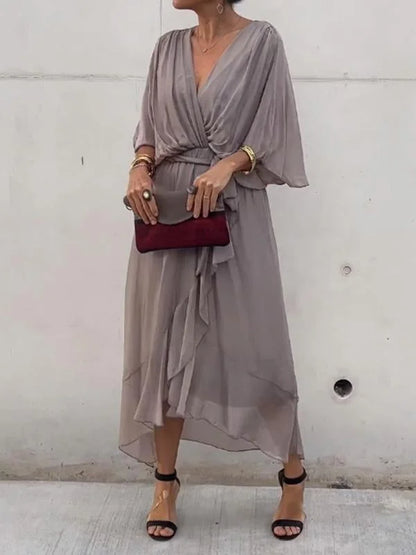 Eliana – Vestido Elegante de Chiffon con Escote en V