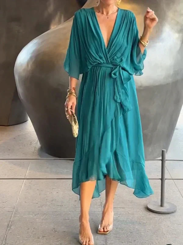 Eliana – Vestido Elegante de Chiffon con Escote en V
