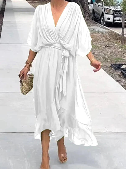 Eliana – Vestido Elegante de Chiffon con Escote en V