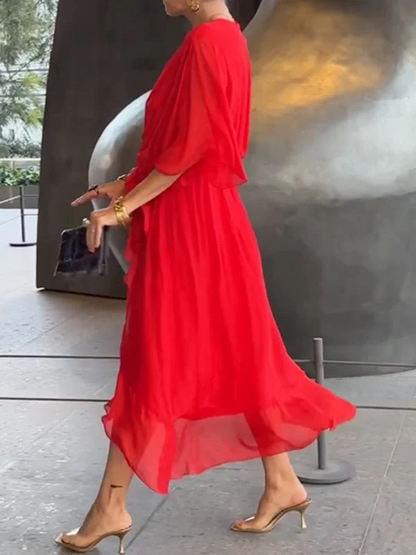 Eliana – Vestido Elegante de Chiffon con Escote en V