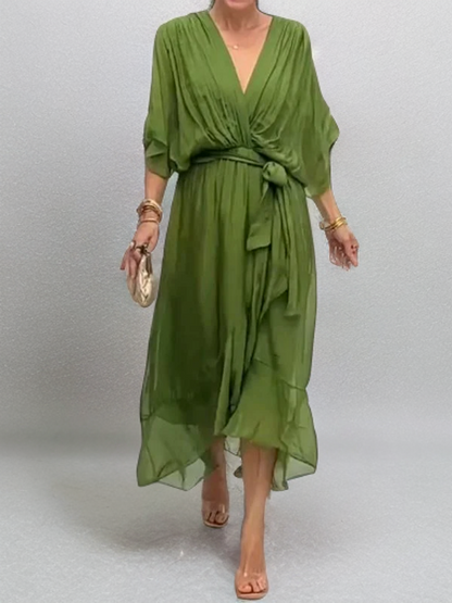 Eliana – Vestido Elegante de Chiffon con Escote en V