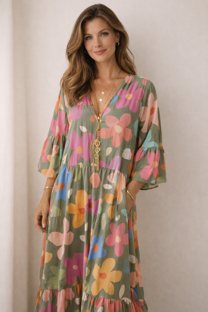 Flor | Vestido largo de corte relajado