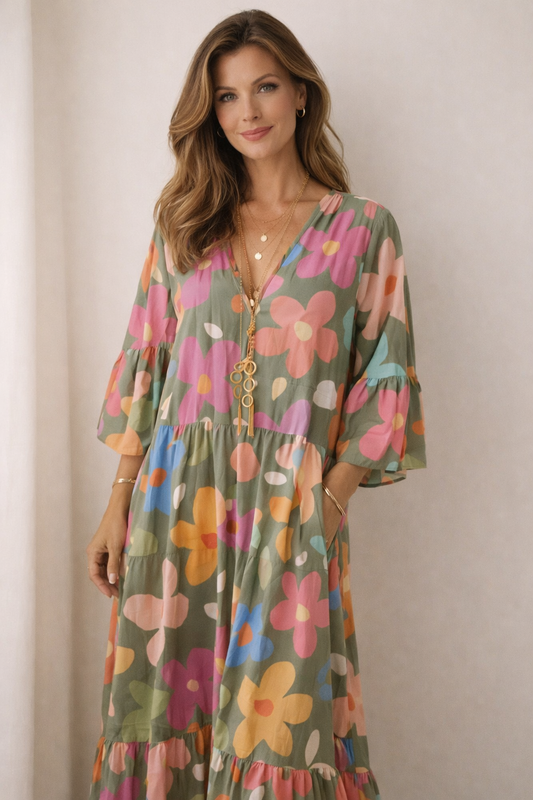 Flor | Vestido largo de corte relajado