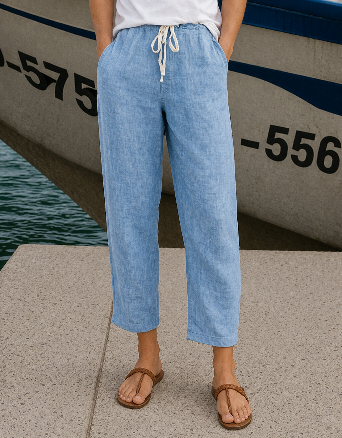 Natalia | Pantalones largos de mujer con cintura elástica
