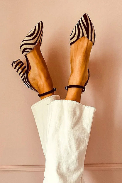 KEREN™ ZAPATOS DE TACÓN CON ESTAMPADO DE CEBRA