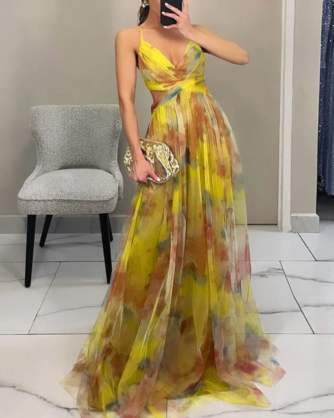 Gisela - Encantador vestido largo con estampado floral