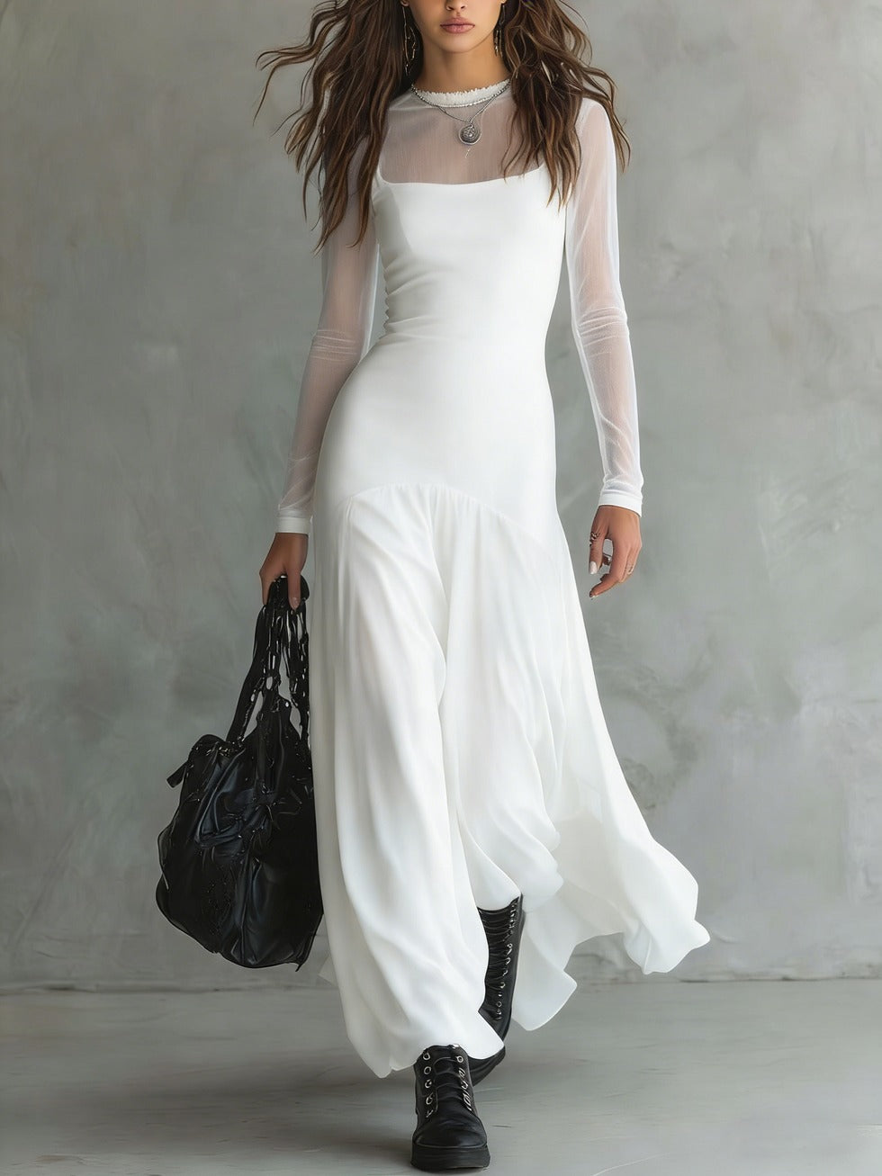 Lunaria™ – Vestido Maxi de Tul Negro Elegante