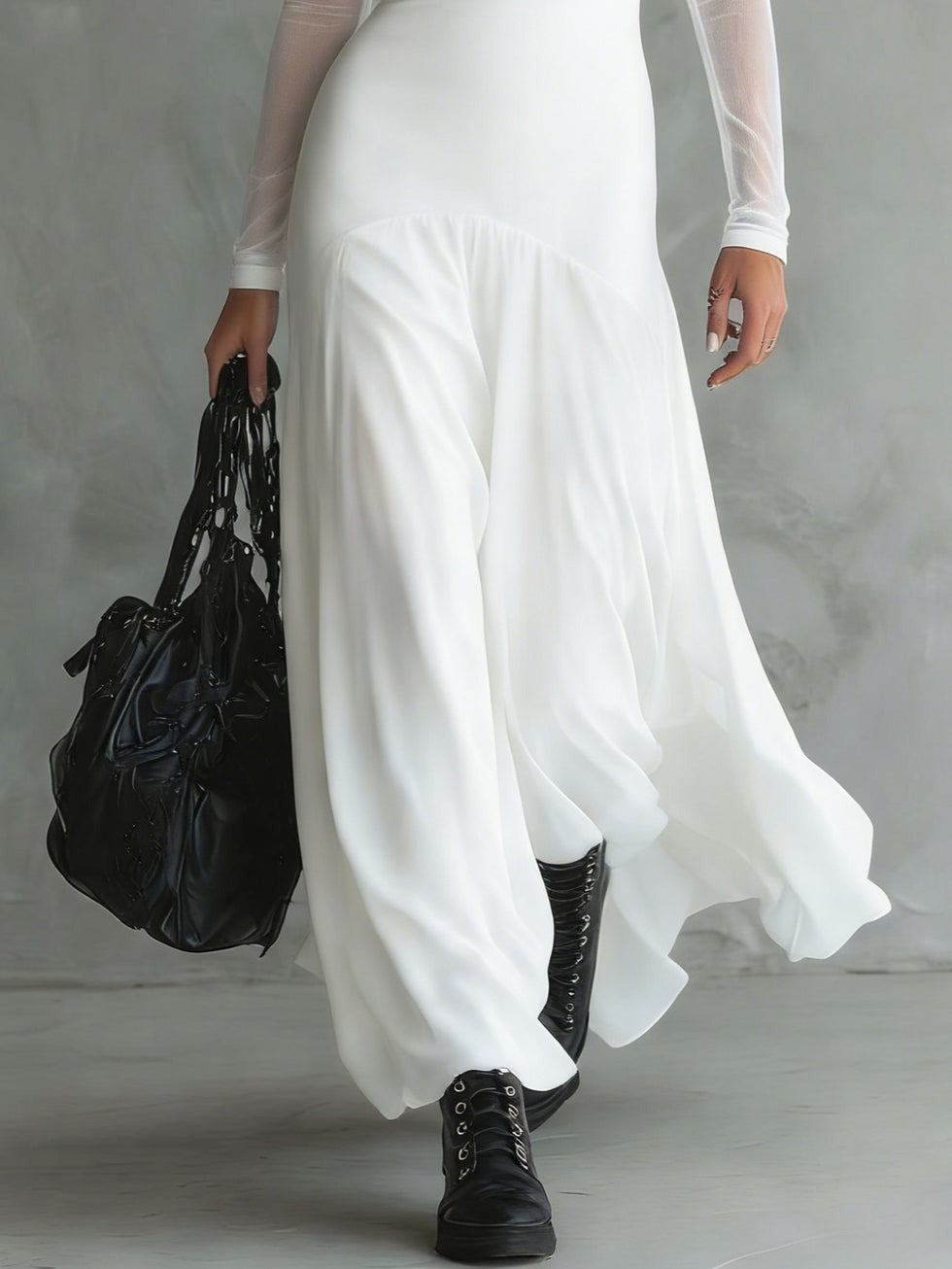 Lunaria™ – Vestido Maxi de Tul Negro Elegante