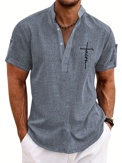Leo™ | Elegante camisa de manga corta con cuello alto