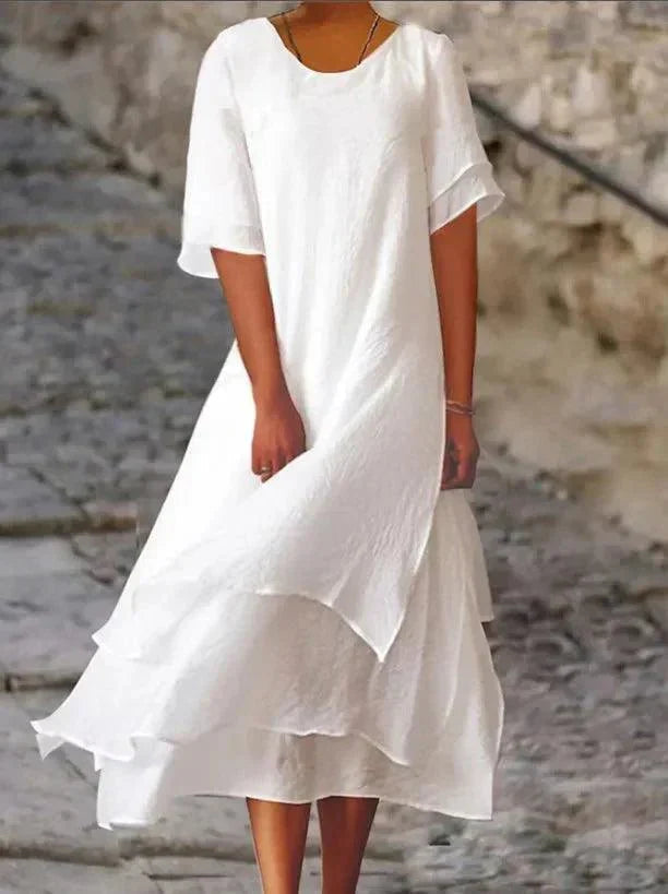 Jasmine – Vestido Midi Fluido con Capas
