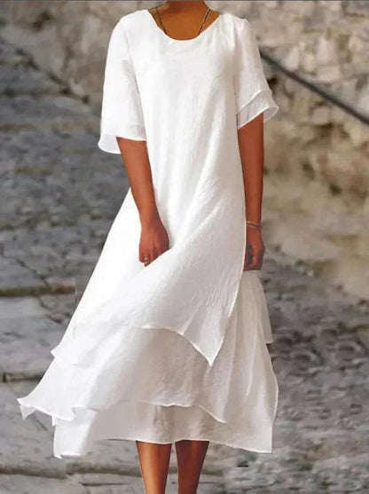 Jasmine – Vestido Midi Fluido con Capas