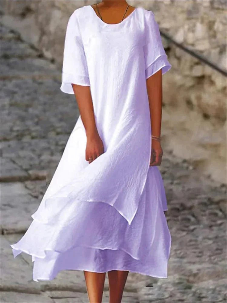 Jasmine – Vestido Midi Fluido con Capas