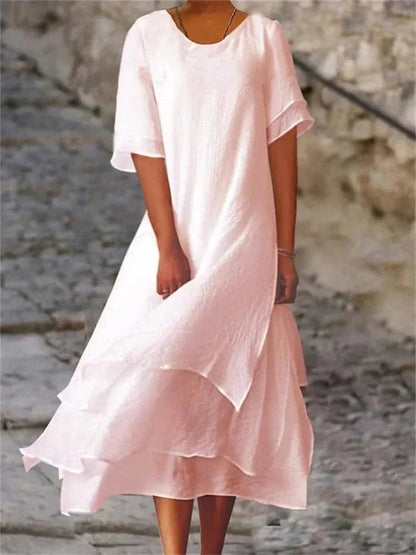 Jasmine – Vestido Midi Fluido con Capas
