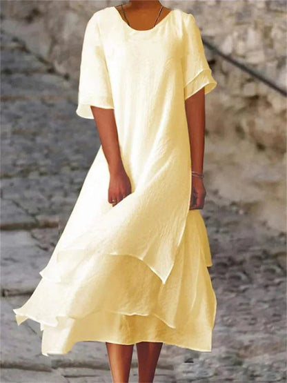 Jasmine – Vestido Midi Fluido con Capas
