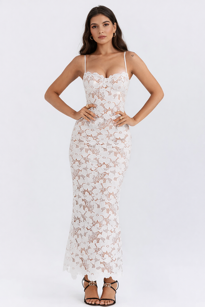 Evangeline – Vestido Maxi Bordado Elegante