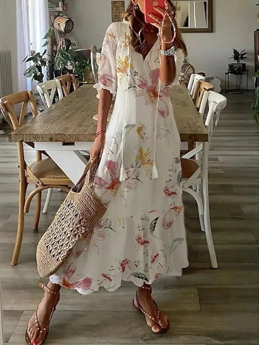 Lana - Vestido largo estilo boho que realza la figura
