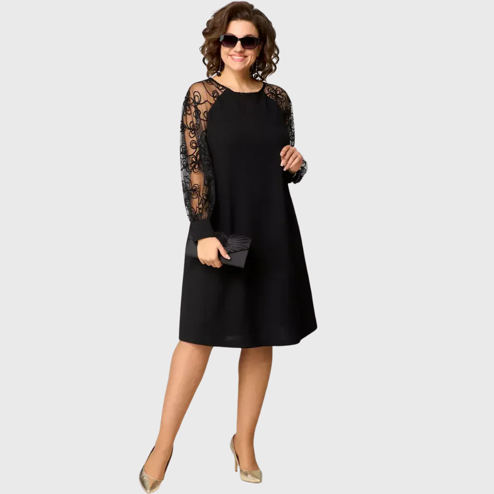 Gabrielle | Vestido elegante en negro y encaje